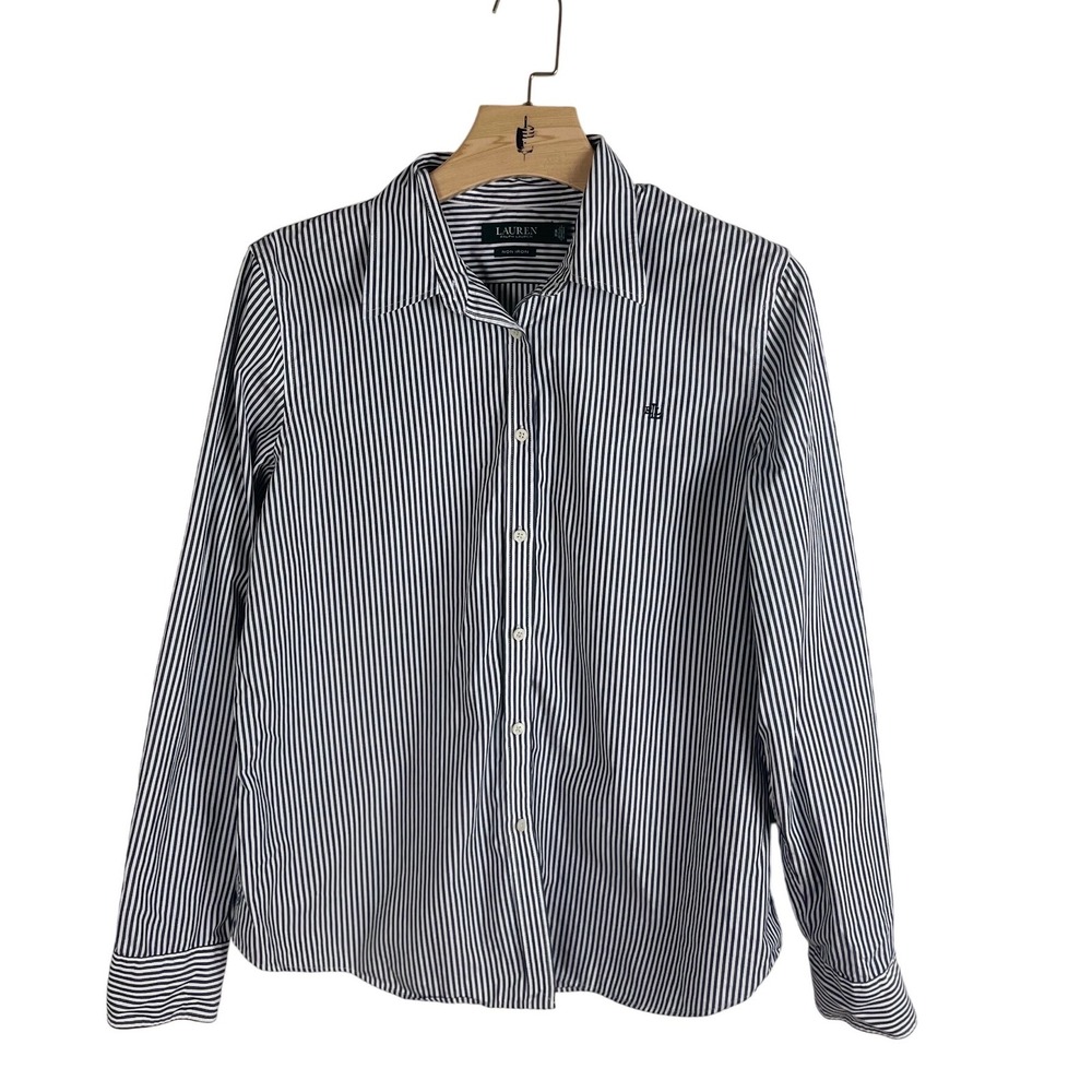 Lauren Ralph Lauren Non Iron Striped Button Down Shirt Navy White XL